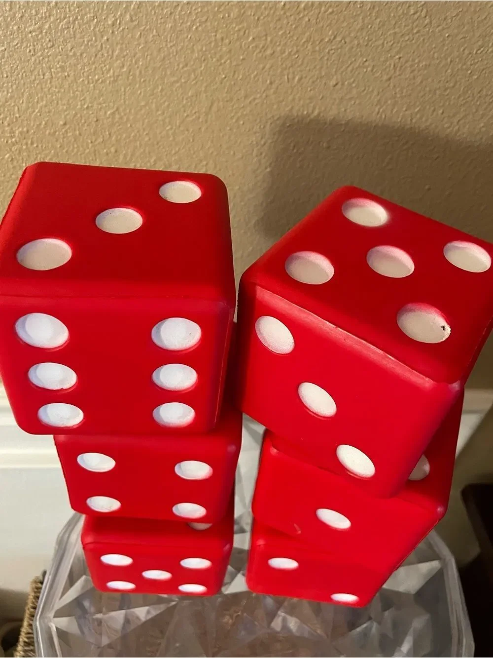 Go To Sports Huge Dice set of 6 Dice Red and White!